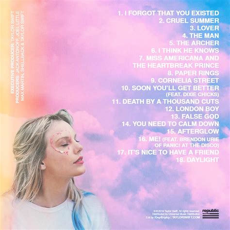 taylor swift new album track listing